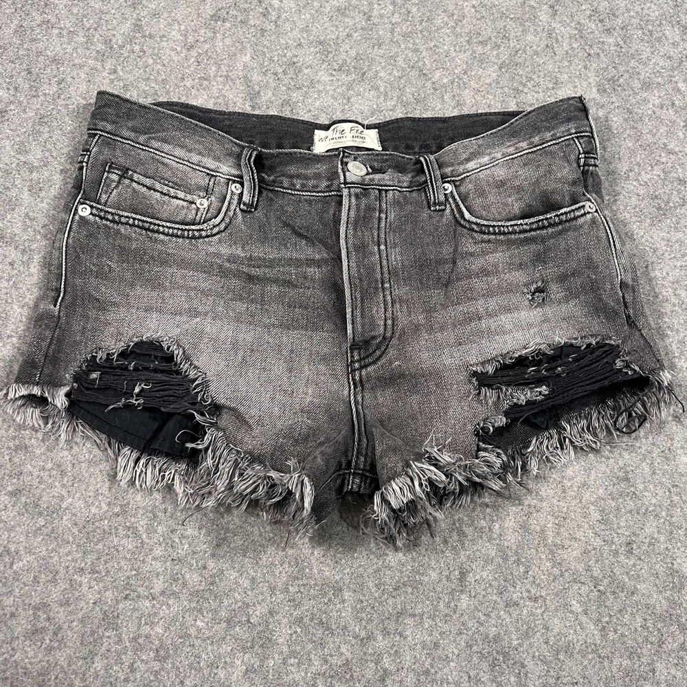 We The Free People Sulphur Black Denim Loving Good Vibrations‎ Shorts Women's 28